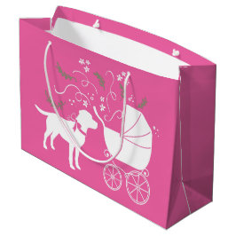 Bolsa De Regalo Grande Labrador Dog Baby Shower Pink Chica Lab