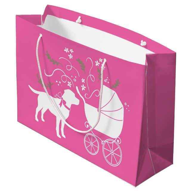 Bolsa De Regalo Grande Labrador Dog Baby Shower Pink Chica Lab (Angulo reverso)