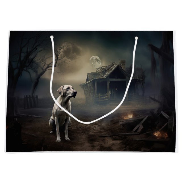 Bolsa De Regalo Grande Labrador Halloween Aterrador (Anverso)
