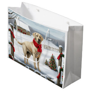 Bolsa De Regalo Grande Labrador: Perro recuperado en Navidades de nieve