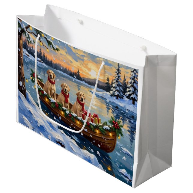 Bolsa De Regalo Grande Labrador Retriever Christmas Boat Holiday (Angulo Anverso)