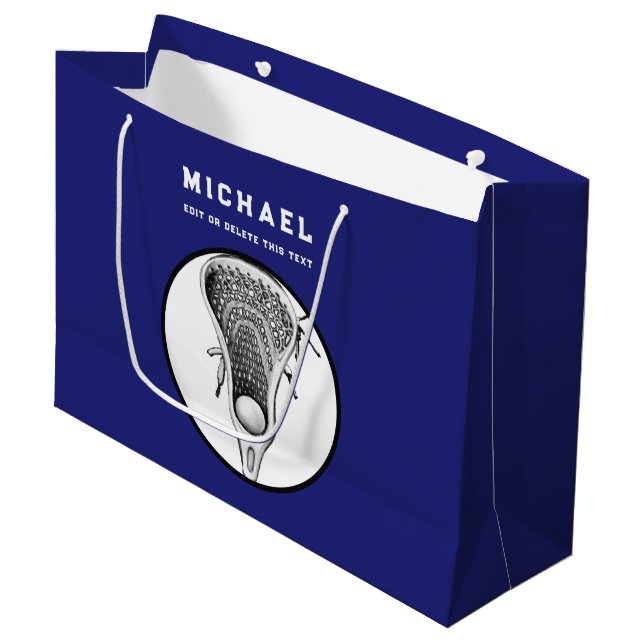 Bolsa de regalo grande Lacrosse Blue personalizada (Angulo Anverso)