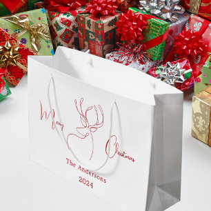 Bolsa De Regalo Grande Lágrimas rojas abstractas Navidades modernos