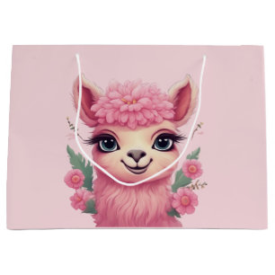Bolsa De Regalo Grande Lama, bebé sonriente rosa