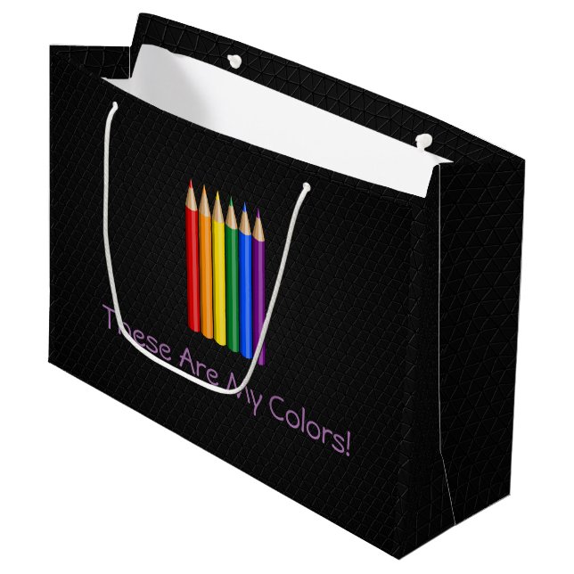 Bolsa De Regalo Grande Lápices de orgullo arcoiris (Angulo Anverso)