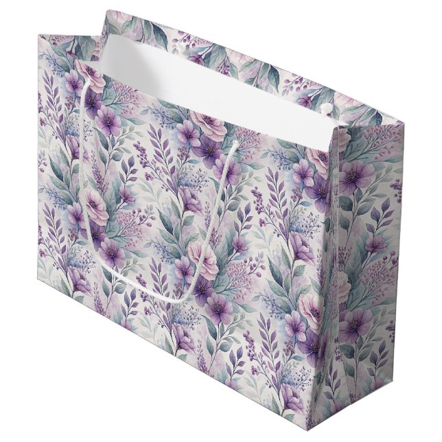 Bolsa De Regalo Grande Large Purple Lavender Floral Gift Bag (Angulo Anverso)
