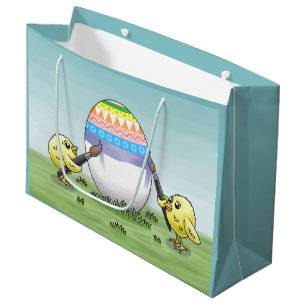 Bolsa De Regalo Grande Las gallinas pintan un hermoso huevo de Pascua