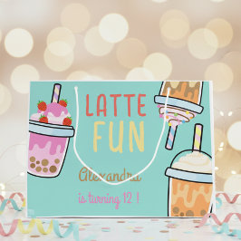 Bolsa De Regalo Grande Latte divertido cumpleaños de té bobba de café