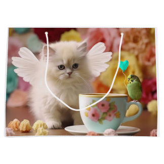 Bolsa De Regalo Grande Latte Kitten and Budgie Gift Bag