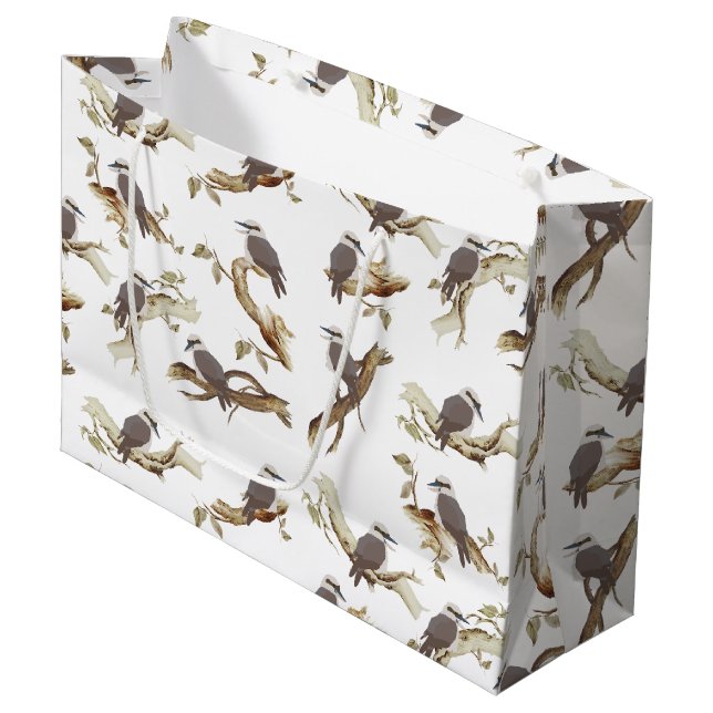 Bolsa De Regalo Grande Laughing Kookaburra Australian Bird Eucalyptus (Angulo Anverso)