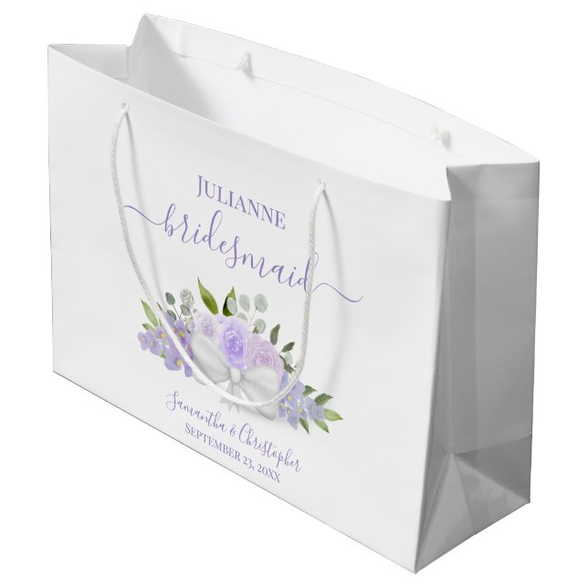 Bolsa De Regalo Grande Lavender Boho Roses & Blossoms Wedding Bridesmaid (Angulo reverso)