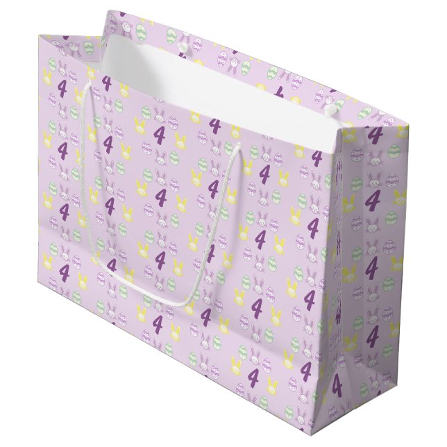 Bolsa De Regalo Grande Lavender Easter 4º cumpleaños (Angulo Anverso)
