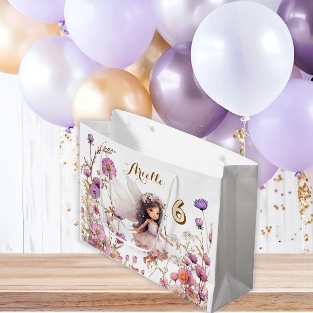 Bolsa De Regalo Grande Lavender Fairy wildflower pixie cumpleaños (Subido por el creador)