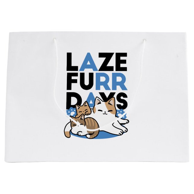 Bolsa De Regalo Grande Laze Furr Days - Diseño de gatos perezosos (Anverso)