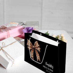 Bolsa De Regalo Grande Lazo estampado de leopardo negro Despedida de solt