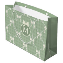 Lazos Coquette Gingham Monograma Crema Verde Salvi