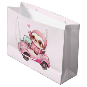 Bolsa De Regalo Grande Leche rosa sonriente en un descapotable