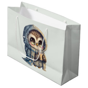 Bolsa De Regalo Grande Lechuza de ojos agudos con café
