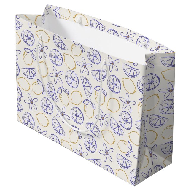 Bolsa De Regalo Grande Lemon Doodle Pattern Big Gift Bag (Angulo reverso)