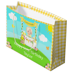Bolsa De Regalo Grande Lemonade Blonde Hair Chica Feliz cumpleaños