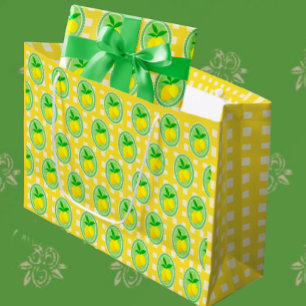 Bolsa De Regalo Grande Lemones amarillos retro soleados