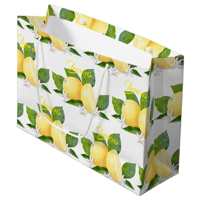 Bolsa De Regalo Grande Lemons Citrus Fruit Botanical (Angulo Anverso)
