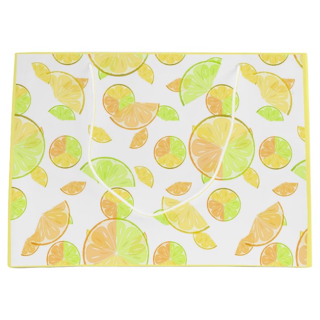 Bolsa De Regalo Grande lemons lime naranja rodajas de fruta naturaleza cí (Anverso)