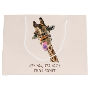 Bolsa De Regalo Grande Lengua de jirafa en blanco y lúgubre - Personaliz