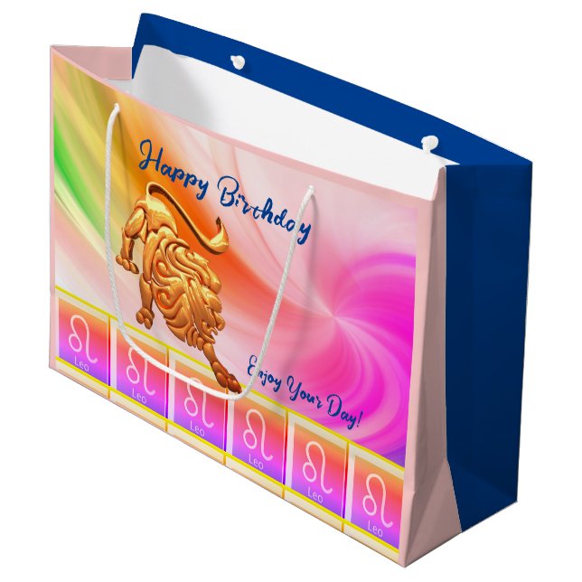 Bolsa De Regalo Grande Leo - Cumpleaños Zodiac (Angulo Anverso)