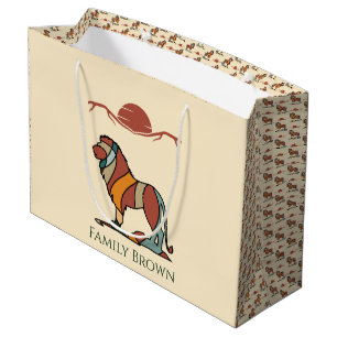 Bolsa De Regalo Grande León Africano en el Nombre de la Familia en la pue