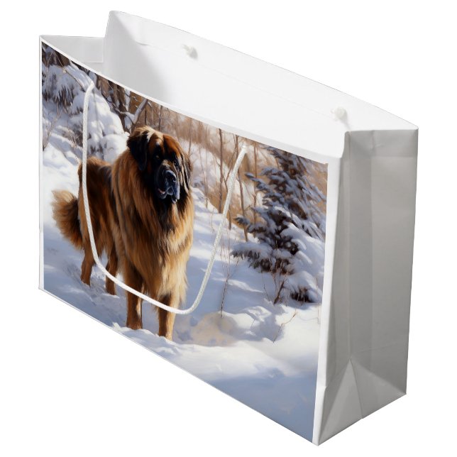 Bolsa De Regalo Grande Leonberger Let It Snow Navidades (Angulo Anverso)