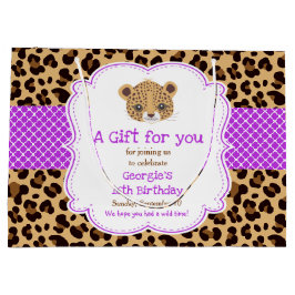 Bolsa De Regalo Grande Leopard Print Purple Quatrefoil Gracias