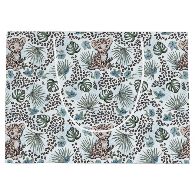 Bolsa De Regalo Grande Leopard Safari Baby Boy Jungle Floral (Anverso)