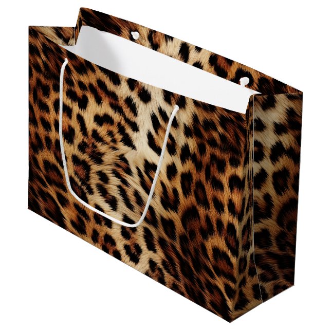 Bolsa De Regalo Grande Leopardo de crema marrón de moda (Angulo Anverso)