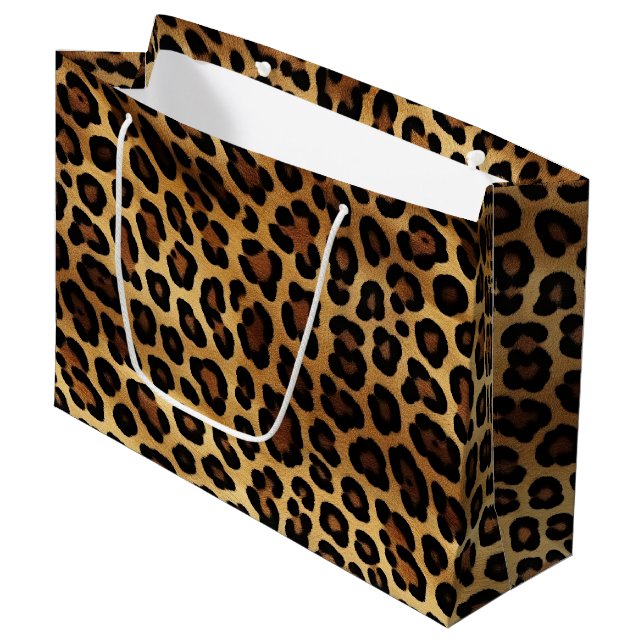 Bolsa De Regalo Grande Leopardo de oro de moda Brown (Angulo Anverso)