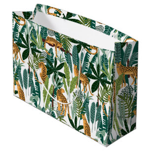 Bolsa De Regalo Grande Leopardo marrón en la selva tropical exuberante en
