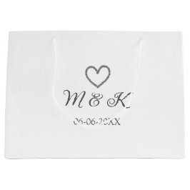 Bolsa De Regalo Grande Letra boda de corazón plateado nombre de pareja le
