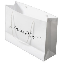 Bolsa De Regalo Grande Letra de firma elegante negra