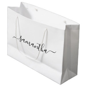 Bolsa De Regalo Grande Letra de firma elegante negra