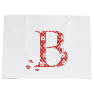 Bolsa De Regalo Grande Letra del patrón de flor B (rojo)