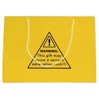 Bolsa De Regalo Grande Letrero de advertencia amarillo divertido para fie