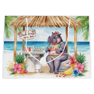 Bolsa De Regalo Grande Letrero de Salón de Bikini de Hipopótamo para Fies