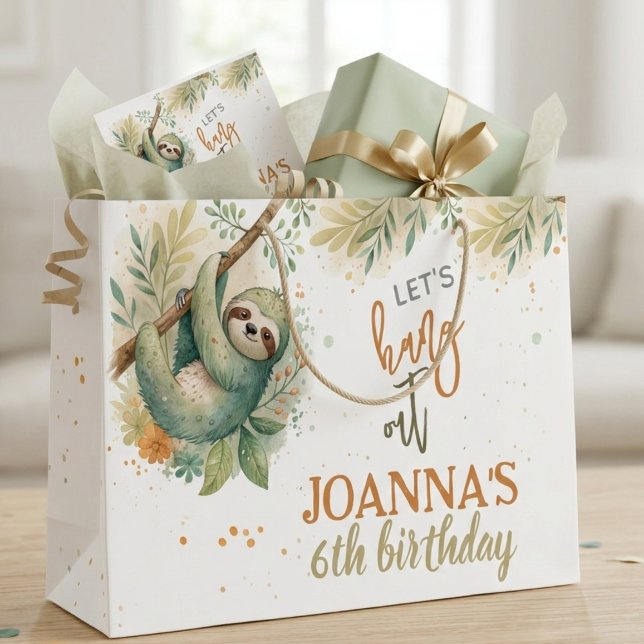 Bolsa De Regalo Grande Let's hang out sloth kids birthday (Subido por el creador)