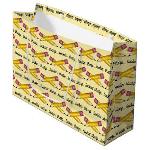 Bolsa De Regalo Grande Leyendo la escritura nítida amarilla #2 en la escu
