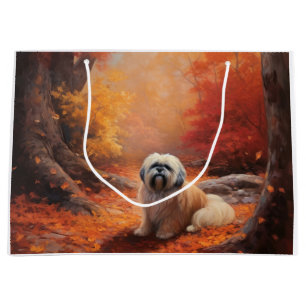 Bolsa De Regalo Grande Lhasa Apso en otoño se inspira en las hojas de oto