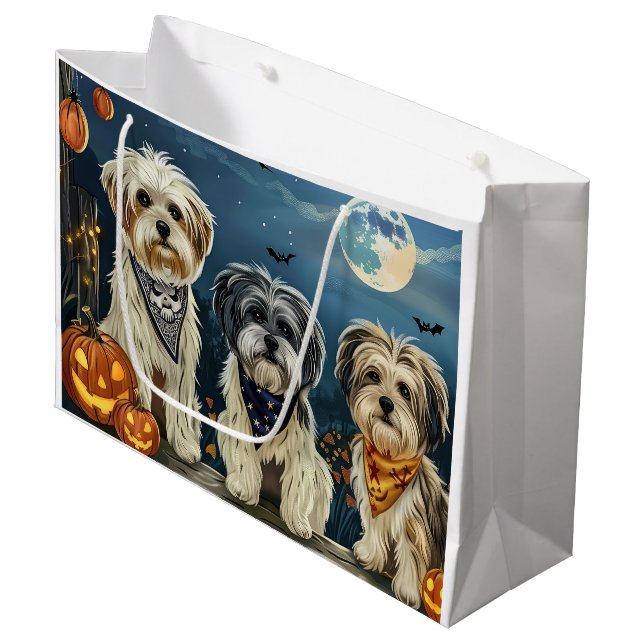 Bolsa De Regalo Grande Lhasa Apso Halloween Spooky (Angulo Anverso)