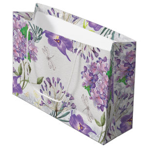 Bolsa De Regalo Grande Libélula púrpura de los Hydrangeas de las violetas