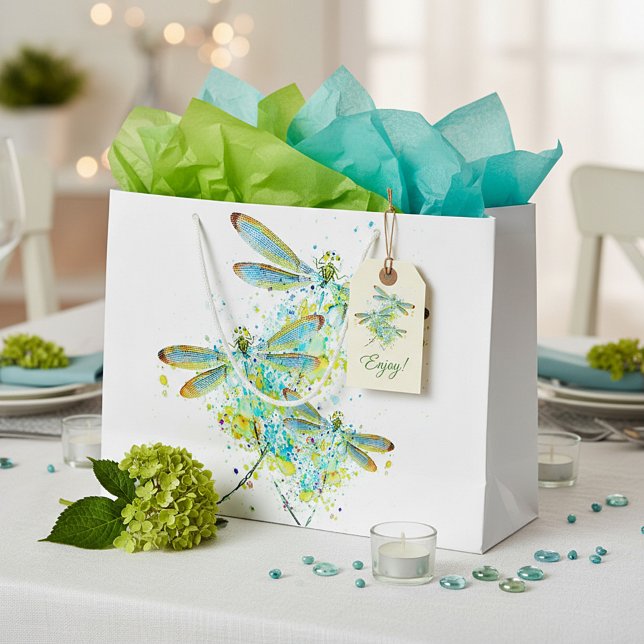 Bolsa De Regalo Grande Libélula teal salpicadura  (Subido por el creador)