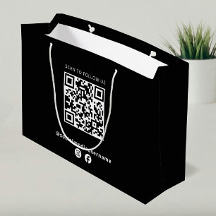 Bolsa De Regalo Grande Libro negro sobre el código QR del logotipo empres