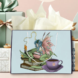 Bolsa De Regalo Grande Libros de Dragón Hada Amistad Té 